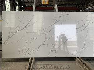 Calacatta Laza White Quartz Slabs for Countertop