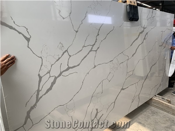 Calacatta Laza White Quartz Slabs for Countertop