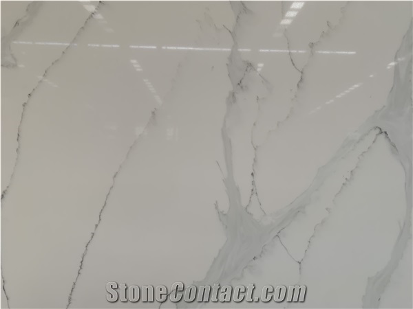 Calacatta White Quartz Stones Solid Surface Slabs