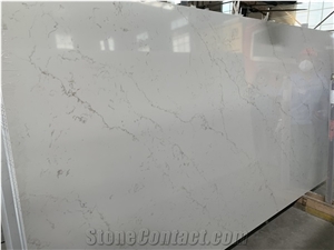Engieer Solid Surface Slab Quartz White Calacatta Stone