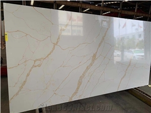 Goldedn Calactta Quartz Slabs for Countertop