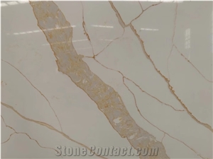 Goldedn Calactta Quartz Slabs for Countertop
