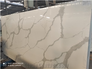 White Calacatta Quartz Slab Engineer Stone
