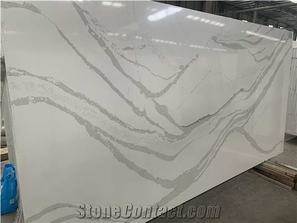White Calacatta Quartz Slabs Engineer Stones