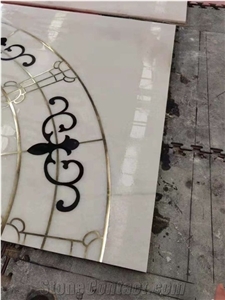 Brass Inlay Marble Waterjet Medallion