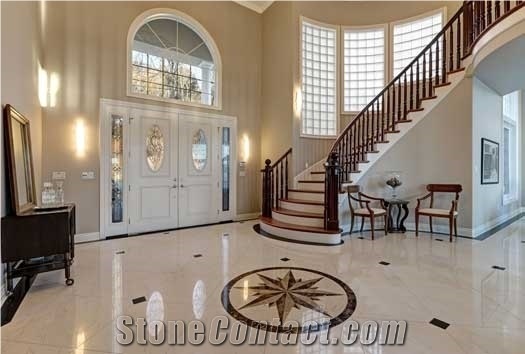 Brass Inlay Marble Waterjet Medallion