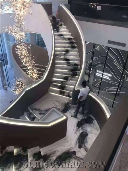 Custome Made Panda White Marble Circular Stair Step