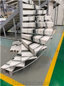 Custome Made Panda White Marble Circular Stair Step
