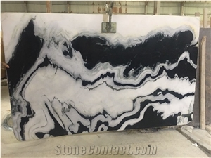 Leather Finish Panda White Marble Tiles