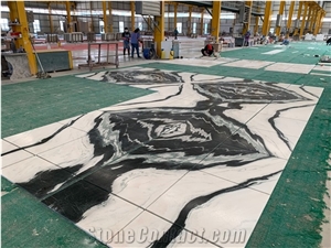 Leather Finish Panda White Marble Tiles