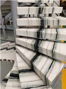 Lowes Non Slip Panda White Marble Stair Treads