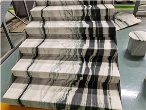 Lowes Non Slip Panda White Marble Stair Treads