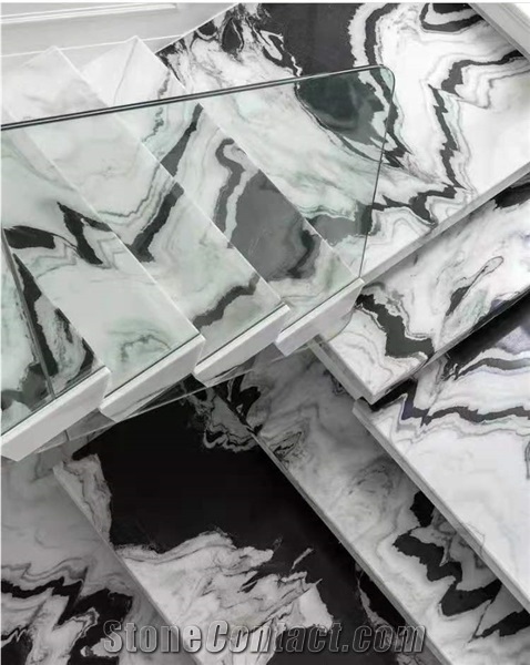 Panda White Marble Handicap Stair Rails for Ground Floor