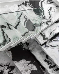 Panda White Marble Handicap Stair Rails for Ground Floor