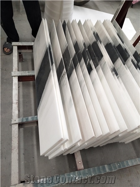 Precut Chinese Panda White Marble Stair Step Risers