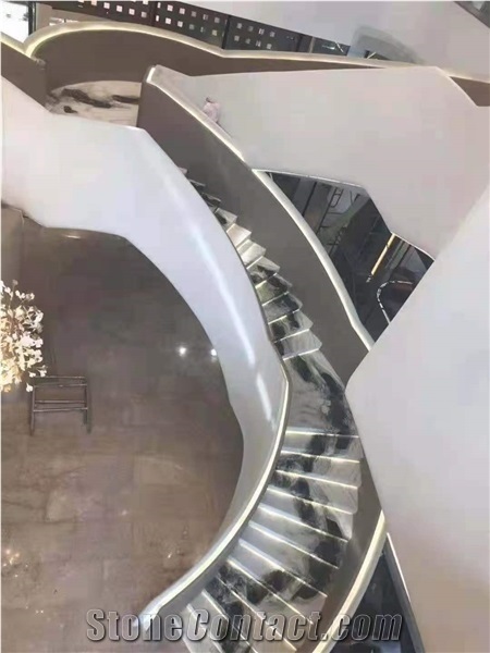 Precut Chinese Panda White Marble Stair Step Risers