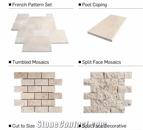 Classic Travertine Tiles & Slabs, French Pattern