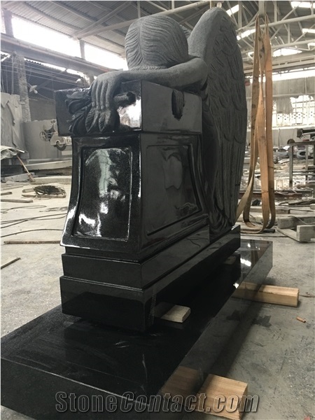 Absolute Black Angel Headstone Carved Angel Black Tombstone