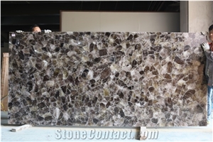 Backlit Black Agate Slab Semi Precious Gem Stone Slab