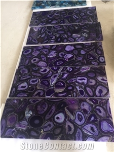 Backlit Purple Semiprecious Panel Lilac Agate Gemstone Tile