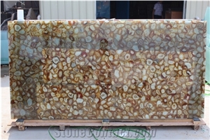Backlit Semiprecious Stone Slab Yellow Agate Gemstone Slabs