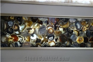 Backlit Semiprecious Stone Wall Panels Brown Agate Gemstone
