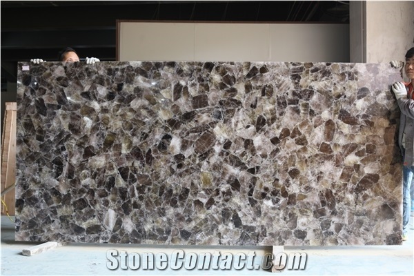 Backlit Semiprecious Stone Wall Panels Brown Agate Gemstone