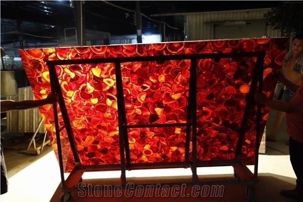 Backlit Semiprecious Stone Wall Panels Brown Agate Gemstone