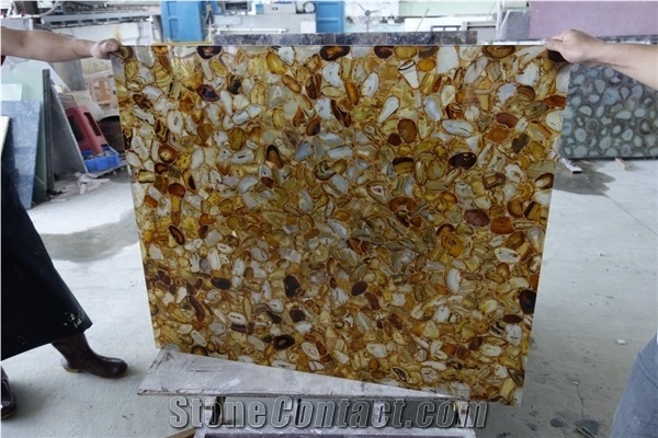 Backlit Semiprecious Stone Wall Panels Brown Agate Gemstone
