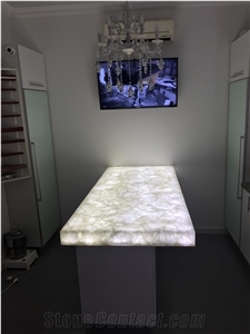 Backlit White Crystal Vanity Backlit White Quartz Bath Top