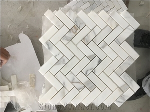 Calacatta Gold Herringbone Mosaic Tile Calacatta Mosaic