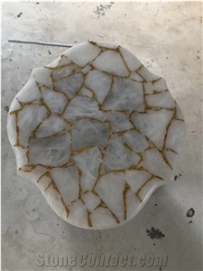 Cystal White Agate Table Top White Amethyst Resin Tabletops