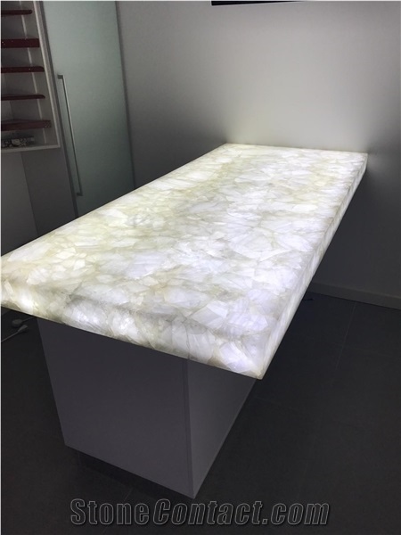 Prefab Brown Agate Countertops Kichen Backlit Agate Worktops