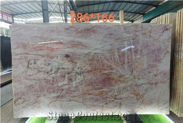 Scarlet Crystal Quartzite Slabs Rose Quartzite Slabs