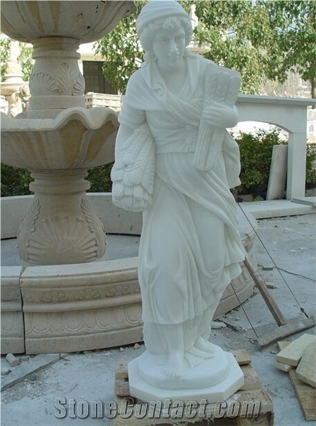White Marble Human Scupltures Four Seasons Nymphs Statues