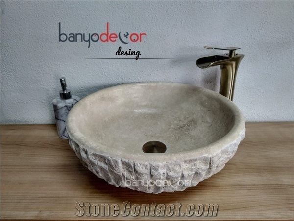 Travertine Split Bowl Marble Sink