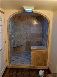 Noce Travertine Bathroom Wall Covering