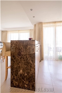 Marron Emperador Kitchen Countertop, Island Top