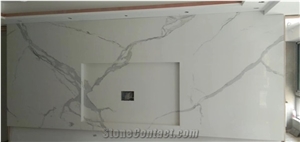 Bench Countertop,Calacatta White Sintered Stone Vanity Top Hotel Project