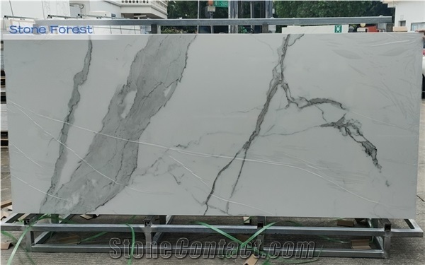White Calacatta Porcelain Slab for Wall Floor