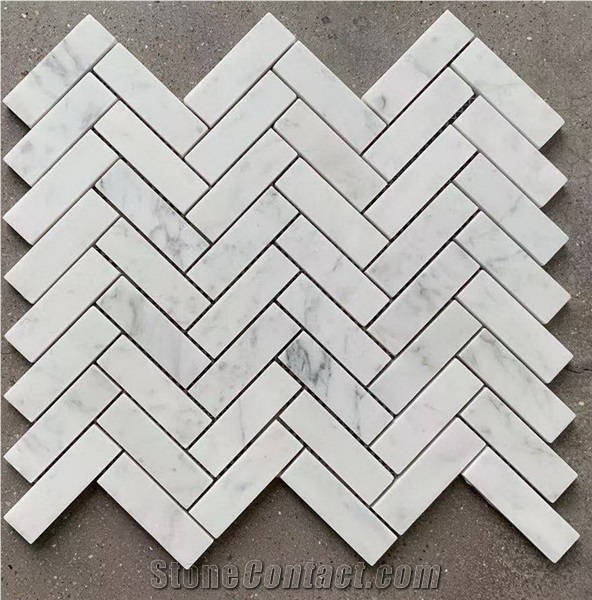Carrara Herringbone Stone Mosaic