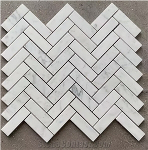 Carrara Herringbone Stone Mosaic