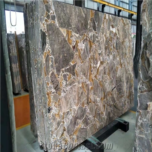 Golden Leaf Natural Marble Wholesale Piece Cutting to Size