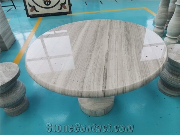 White Wood Marble Table Set