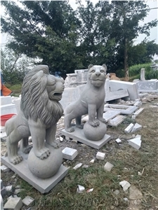 Lion Statue Grey Sandstone