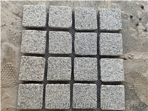 G603 Cobblestone on Mesh,Light Grey Granite Cube Stone,Paver