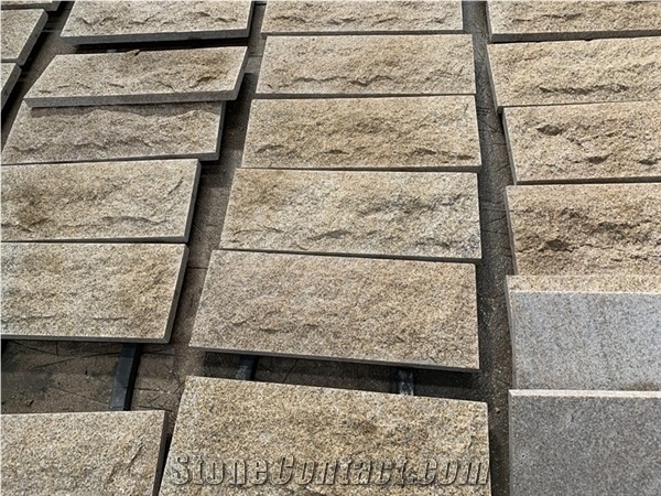 G682 Yellow Granite Split Face Mushroom Wall Stone Tiles