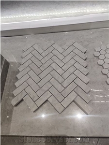 New Cinderella Grey Marble Honed Herringbone Mosaic Tile