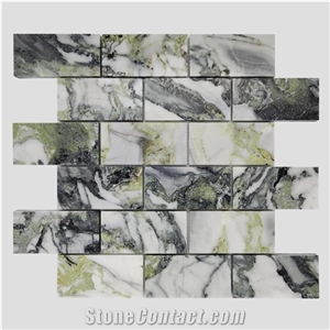 New Trend Ice Cold Jade Green Marble Metal Mosaic Tiles