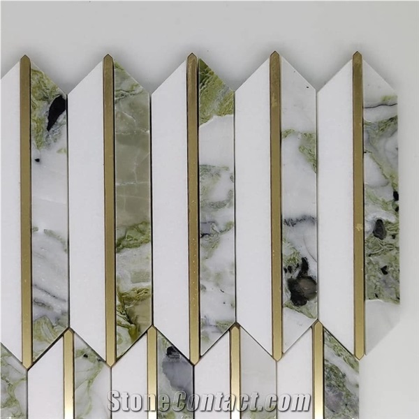 Premium Quality Green Marble Metal Mosaic Design